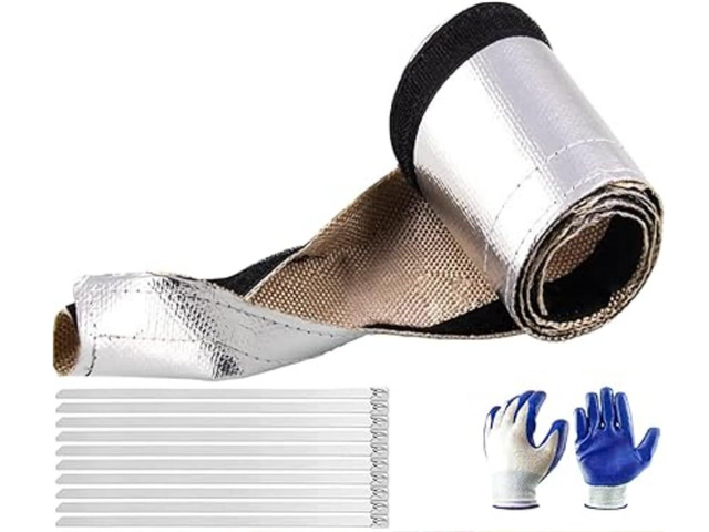 Automotive Heat Shield Sleeve, 3/4' x10 Ft Aluminized Sleeving for Engine Bay, Exhaust Hose & Wiring High Temp Protection with Hook & Loop ...