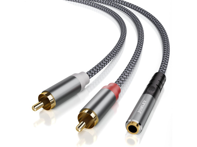3.5mm Female to 2 RCA Male Stereo Audio Cable 1FT, Gold Plated RCA to 3.5mm Female Jack Adapter Y Splitter Aux Cord for Smartphones, MP3 Players,...