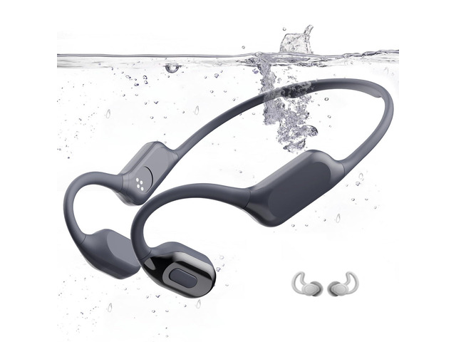 Swimming Headphones, Bone Conduction Headphones Bluetooth 5.4, IPX8 Waterproof with 32GB MP3 Player, Open Earphones with Safelight, Underwater...