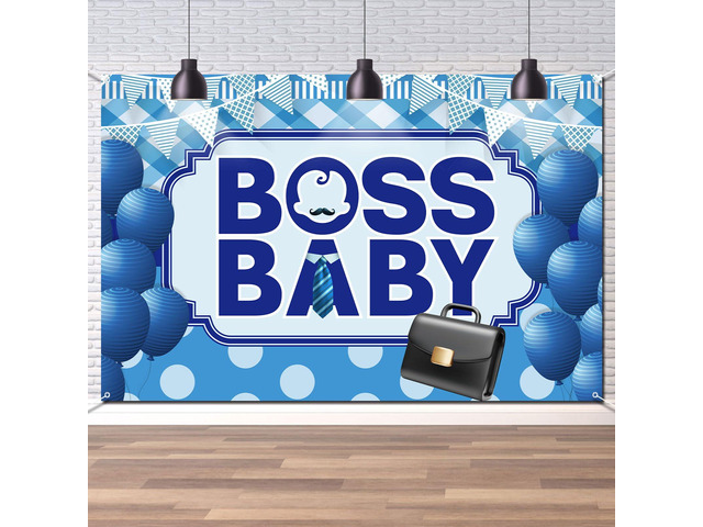 Baby Backdrop Wall Banner, Welcome Baby Boy Gender Reveal Party Photo Background Decorations Supplies Hanging Sign, 6x4ft