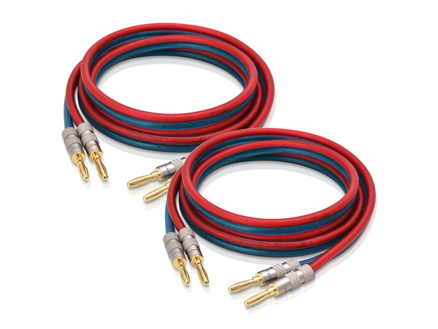 Speaker Cable Wire with Banana Plugs,14 AWG HiFi Pure Copper Speaker Wire,99.9% OFC Stranded Copper Wire,Gold Plated Banana Tip Plugs,Red/Blue...