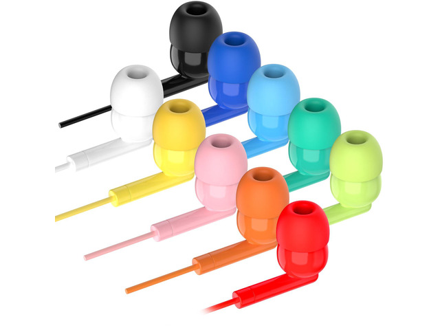 30 Pack Kids Earbuds Bulk for Classroom School Students Children Toddler Teens Boys Girls,Individually Bagged(HTC003,Mixed Colors)
