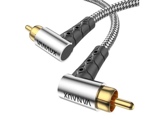 Subwoofer Cable Double 90 Degree RCA to RCA Audio Stereo Cable Male to Male 24K Gold Plated Connector Nylon Braided Double Shielded Clean Sounding...