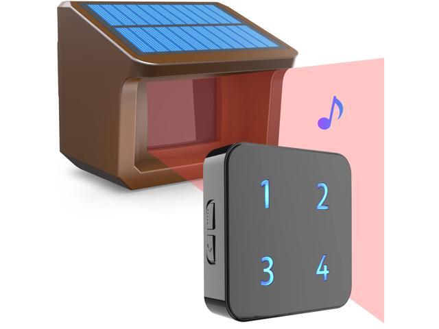 Solar Driveway Alarm System- 1/2Mile Driveway Alarm-1 Receiver + 1 Sensor Up to 70FT Wide Sensor Range- Fully Weatherproof Outdoor Motion...
