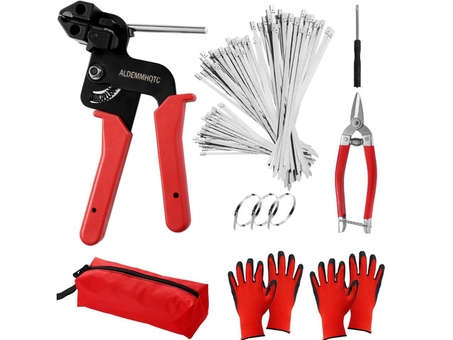 Metal Zip Tie Tool 300PCS (100 Each: 7.8/12/15.7 Inch) Stainless Steel Cable Tie Gun Kit Self-Locking Fastening & Cutting Tool Metal Zip Tie Gun...