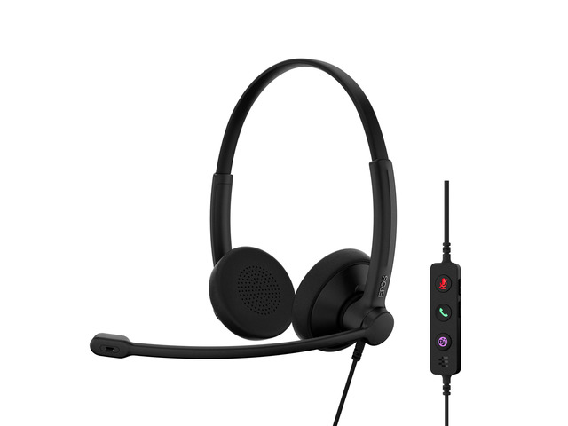 Impact 100 MS Stereo USB-C+A Headset with Microphone, Certified Microsoft Teams, Noise-Cancelling Mic, Lightweight, Call Control, USB Adapter, Soft...