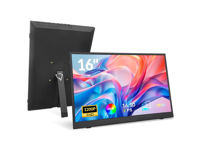 Portable Monitor, 16 inch FHD 1200P, 16:10 Horizontal/Vertical Monitor, Laptop Screen Extender Built-in Speakers, Portable Monitor for Laptop...