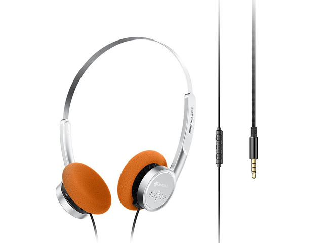 Snowsky Wind 3.5mm ON-Ear Headphones for Recording Gaming with Microphone, 40mm Diaphragms Driver,HiFi Sound (Silver)