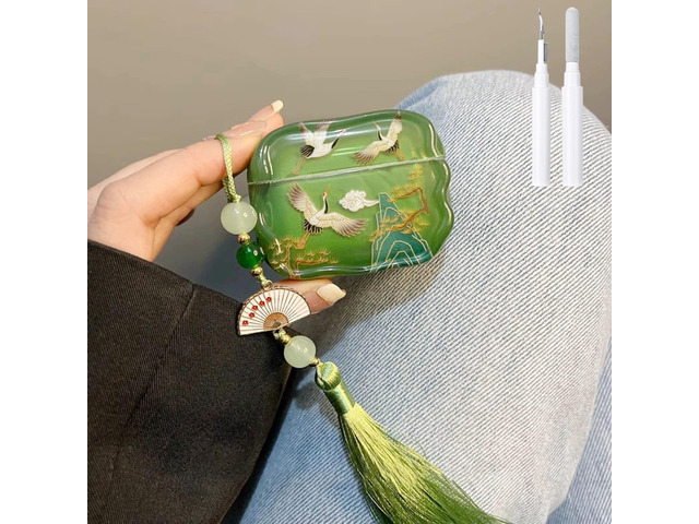 Compatible with AirPods Pro 3 Case Soft with Cleaner Kit Keychain Cute Lucky Elegant Crane Cover for Girls Women Airpods Pro 3rd Generation(2025)...
