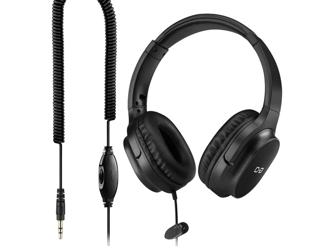 18Ft Extra Long Cord Headphones for TV Watching & PC with Volume Control Over Ear Stereo Headset with 5.5M Extension Spring Coiled Cord,...