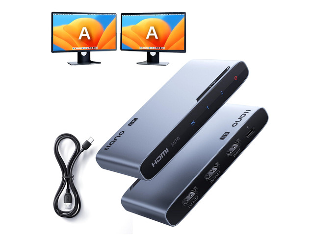 HDMI 2.1 Splitter 1 in 2 Out, 8K@60Hz 4K@120Hz/240Hz, SST & Mirror Mode Only (No Extend), HDCP 2.3, HDR10, Dolby Vision, for PS5, Xbox, Apple TV,...