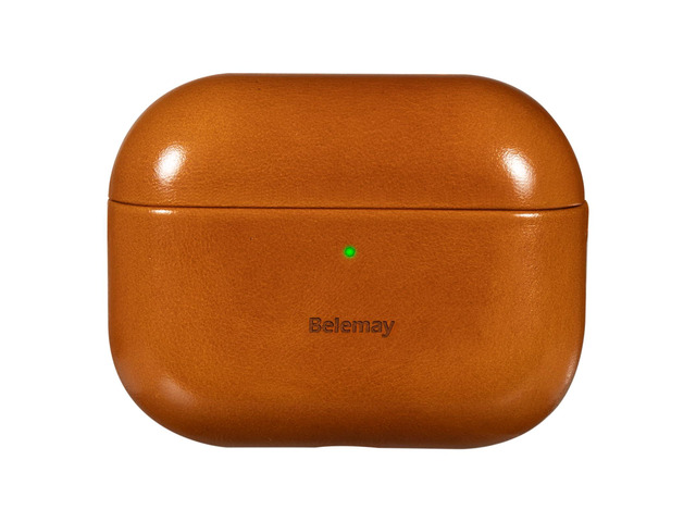 Handcrafted Oil-Waxed Leather Case for AirPods Pro 3 Amber Brown Genuine Cowhide, Glossy Look, lively Character, Silky-Smooth Touch, Rich Patina,...