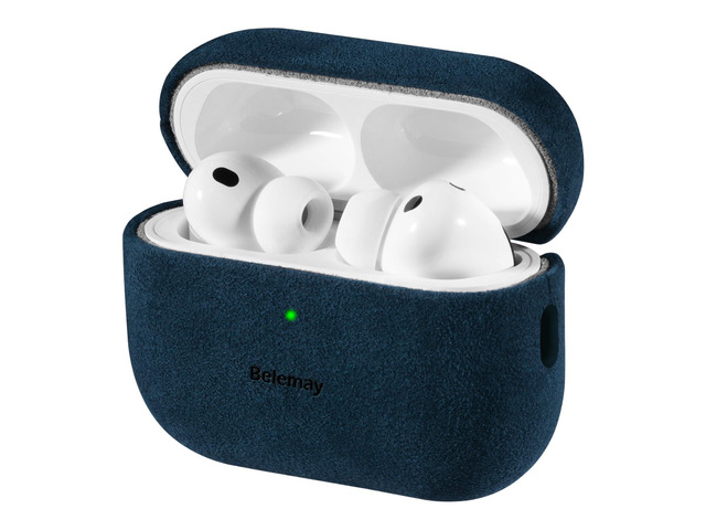Handcrafted Alcantara Case for AirPods Pro 3 (2025) Stellar Blue Italian Suede-Like Material, Comfortable Grip, Fade and Wear Resistant, Easy to...