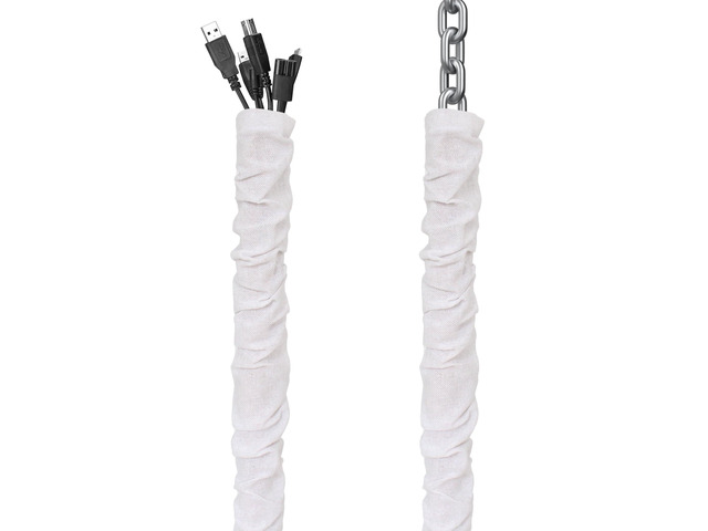 White Fabric Cord Cover, 2 Pcs 6 Feet Chain Cable Sleeve, Chandelier Lighting Wire Cord Cover for Lamps Light Fixtures Lighting Wires Cable...