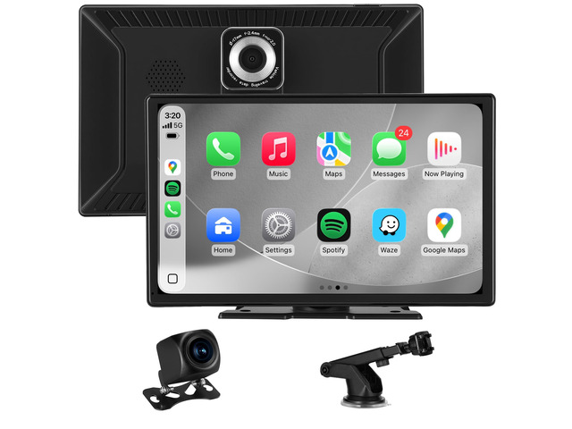 9'' Wireless CarPlay Screen for Car, Apple Car Play & Android Auto Car Stereo HD Touchscreen with 4K Dash Cam & 1080P Backup Camera, GPS Navigation...