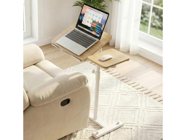 Rolling Table for Laptop Stand, Height and Angle Adjustable Over Bed Table with Wheels, Tilt-Top Laptop Desk for Couch with Cup Holder, Bed Table...