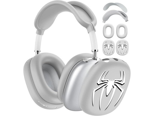 Fomissky 4 in 1 AirPods Max Case with Ear Covers, Includes Headband Cover & Soft Silicone Earpads Covers Compatible with Apple AirPods Max (Silver...