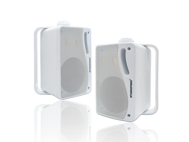 3.5 Inch Outdoor Bluetooth Speakers Waterproof Wired,3 Way 200W Upgrade Premium Wall Mount Speakers,Ideal use in Patio,Deck, Indoor OutdoorWhite