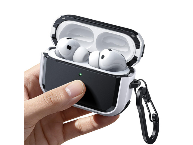 Magnetic Case Cover for AirPods Pro 3 with Keychain, White Powerful Drop Protection, Compatible with MagSafe, Magnetic Lid, Front LED Visible