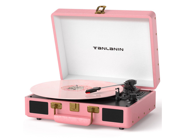 Vinyl Record Player Bluetooth, 3-Speed Turntable Vinyl Player, Portable Suitcase Record Players with USB/TF Recording & Playback, Built-in...