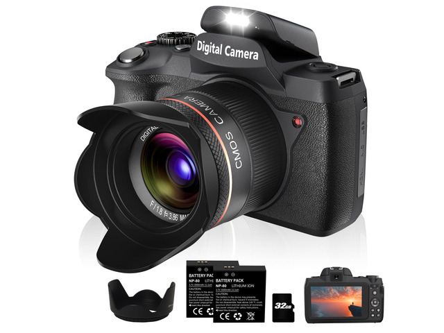 Digital Camera,5K 64MP Camera for Photography with Dual-Lens and Lens Hood,32GB Card 2 Batteries,Selfie 4' Touch Screen Vlogging Cameras for...