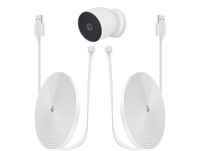 2 Pack 20ft/6m Power Cord for Google Nest Cam (Battery) Only,Replacement Cable,Weatherproof Outdoor,Flat Charging Cable for Nest Camera(Battery)-White