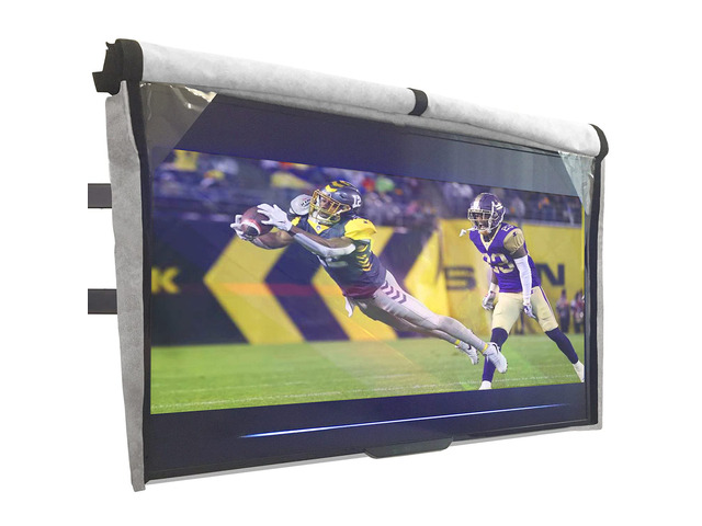 Outdoor TV Cover 70-75 inch - WITH FRONT FLAP - Weatherproof, Waterproof protection, Soft Interior, With Bottom cover - Gray
