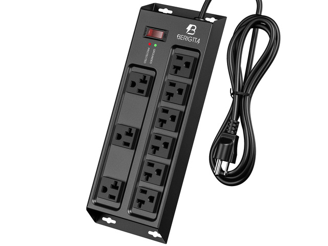 Heavy Duty Metal Power Strip, 20 AMP Surge Protector with 9 Outlets, 12 Gauge Industrial Strength for Shop & Garage Use, 6 FT Extension Cord...