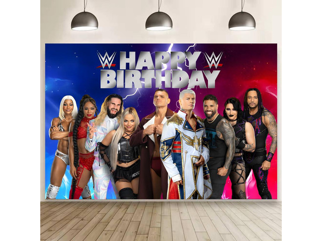 Wrestling Birthday Party Decorations, 5x3ft Happy Birthday Back Drop Banner Theme Backdrop Banner for Wrestling Party Decorations Indoor Outdoor