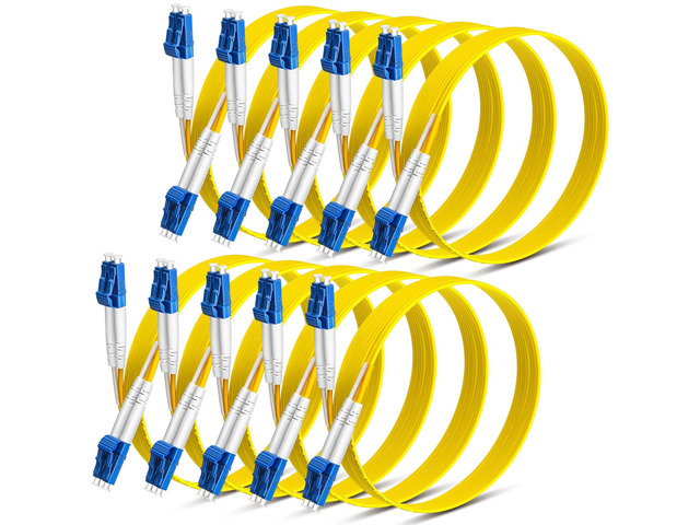 2m(6.56 ft) 10 Pack Lc to Lc Single Mode Fiber Patch Cable Bulk, Os2 Duplex Lszh, Smf Single Mode Fiber Optic Cable Jumper Cord for Data Center,...