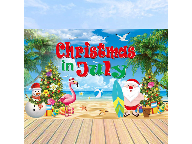 Christmas in July Backdrop Christmas in July Background Party Decorations Summer Beach Holiday Party Decorations Supplies