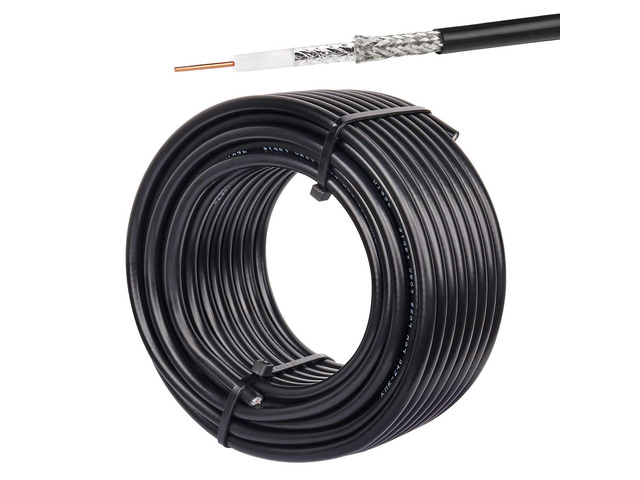 RG59 Coaxial Cable 50FT, RG59 Dual Shield Cable 75 Ohm Bare Copper Conductor RG59 Cable for Surveillance Camera System Cables CCTV/DVR/TV