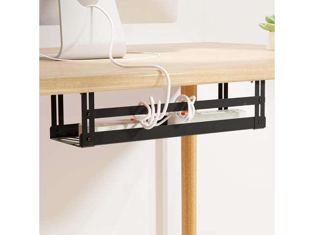Under Desk Cable Management Tray, 17 in Metal Cable Tray Basket For Wire Management, Power Strip Holder, Cord Organizer, Wire Tamer for...