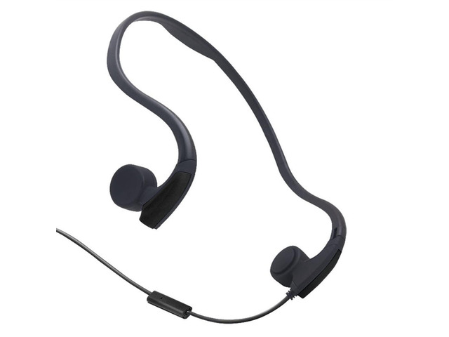Bone Conduction Wired Headphones with Noise Cancelling Mic 3.5mm Connector Sweat Resistant Headphones for Cycling Running and Other Sports (Black)
