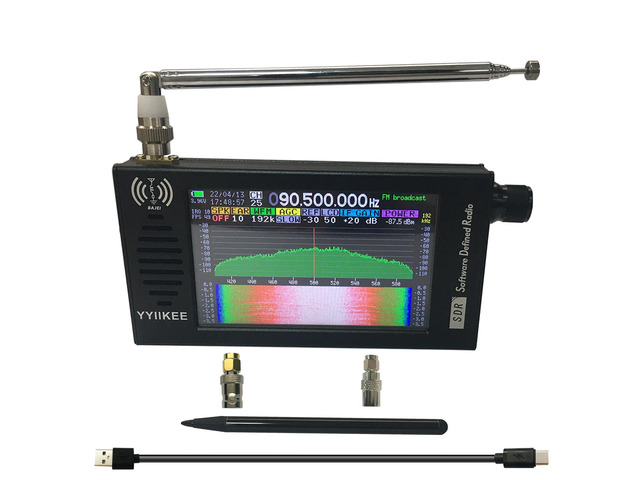 Portable DSP SDR Radio Receiver 4.3 Inch Touchscreen 100KHz-149MHz Full Bands, FM, SSB, CW, HAM Radio with Waterfall Display