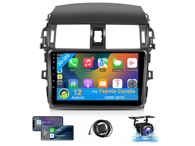 Car Stereo for Toyota Corolla 2009 2010 2011 2012 2013 Radio 2+32G Compatible with Wireless Apple Carplay 9'' Touch Screen in-Dash GPS Navigation...