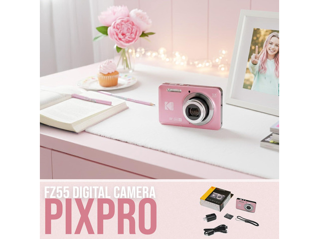 PixPro Friendly Zoom FZ55 16MP 1080p Full HD Camera (Pastel Pink) 5X Optical Vlogging