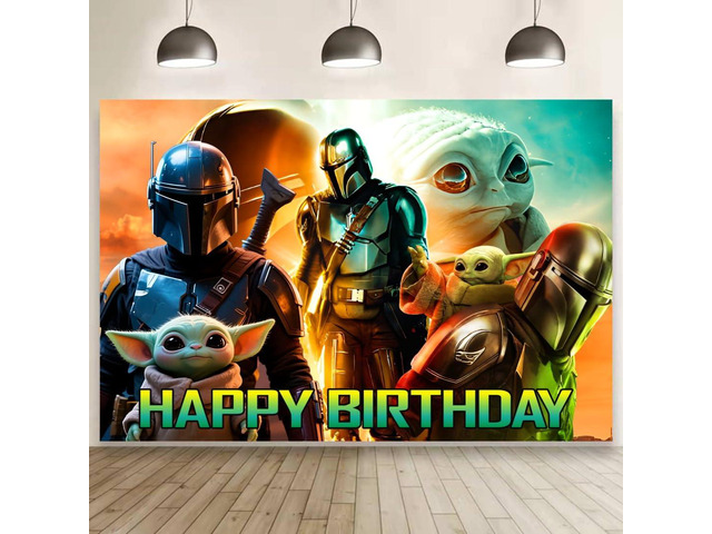 Wall Decor Backdrop for Mandalorian Themed Birthday Decorations Kids Birthday Party Supplies (5x3ft)