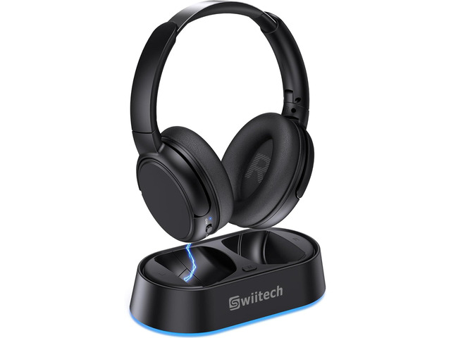 Wireless TV Headphones with Charging Dock, 45H Playtime, Black Bluetooth 5.3, 100ft Long Range, Clear Voice, No Audio Delay, Plug & Play Over-Ear...