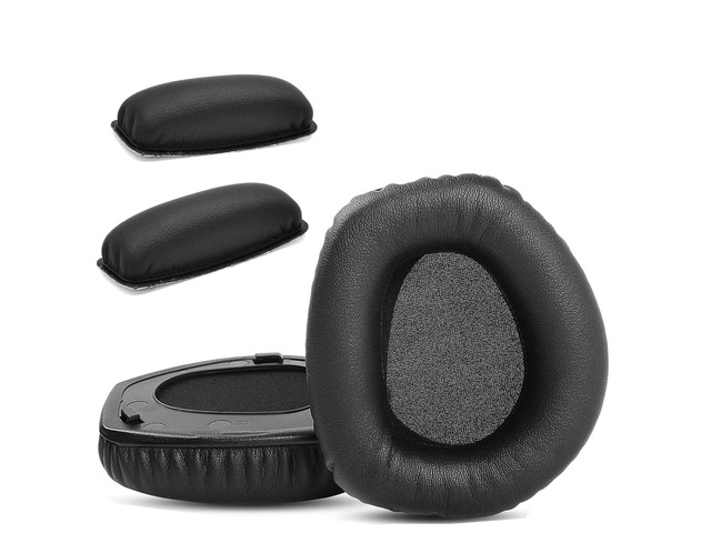 RS165 RS175 Replacement Ear Pads for Sennheiser HDR165 HDR175 Headset Headband with Upgrade Protein Leather Earpads Ear Cushion Accessories-Black