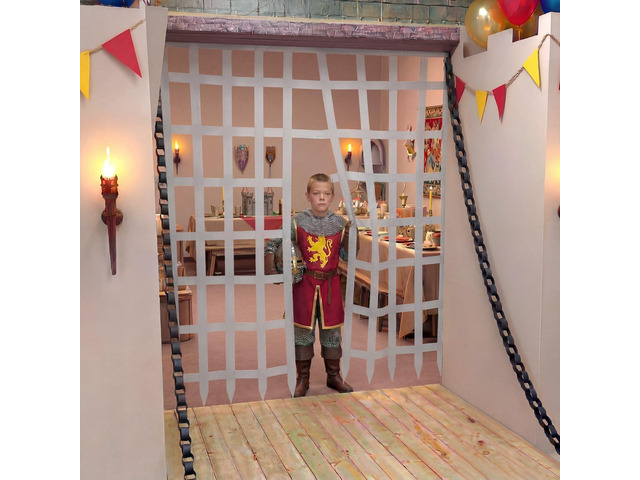 1 Pcs Medieval Themed Party Decorations 4.9 ft Prison Fence Door Cover Medieval Birthday Castle Backdrop Renaissance Party Decorations for Knight...