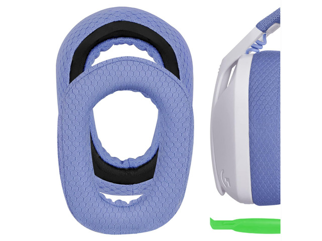 Comfort Mesh Fabric Replacement Ear Pads for Logitech G435, G335 Headphones Ear Cushions, Repair Parts with Video Guide (Blue)