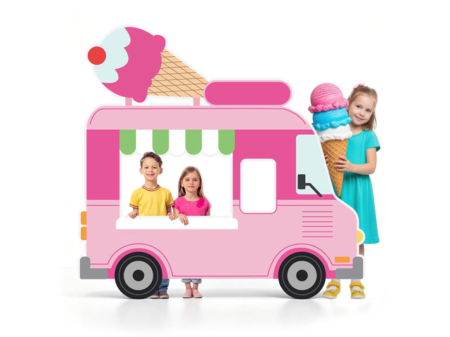 5.2 FT Ice Cream Truck Cardboard Cutout Ice Cream Party Decoration Standup Photo Booth Props Backdrop for Summer Ice Cream Dessert Party Baby...