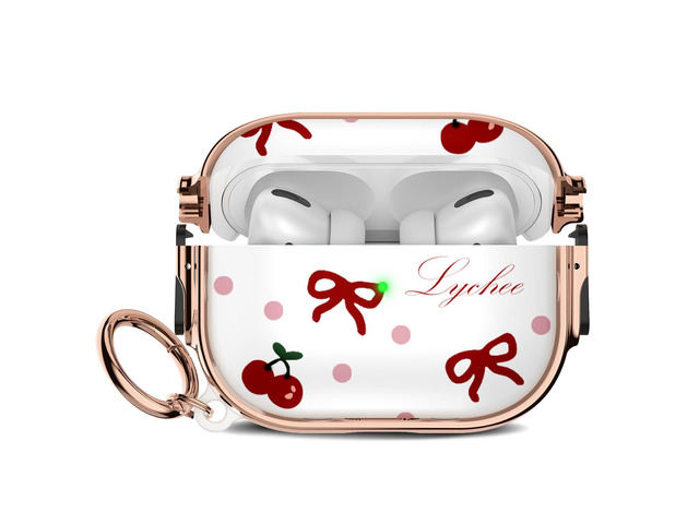 for Cute Airpods Pro 2 case with Safety Lock,Compatible Airpods Pro Case 2nd/1st Gen,Compatible Red Bow Cherry AirPods Case Cover for Women Girly...