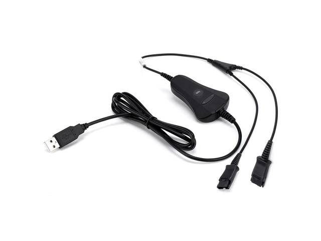 PLT-QD USB Training Cable Y Splitter-Adapter - Quick Disconnect Cord with Mute & Volume Control for 4-Pin Plantronic-QD Headsets & Computer