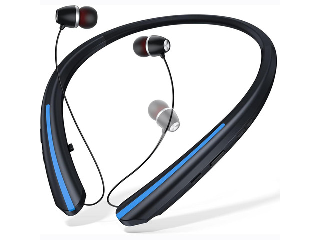 Neckband Bluetooth Headphones, 24H Playtime Wireless Neckband Headphones with Retractable Earbuds, HiFi Stereo Noise Cancelling Neckband Earphones...
