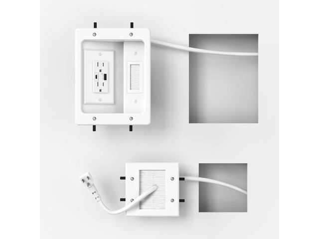 in Wall Cable Management Kit with Recessed Power Outlet for Home Theater Dual AC Outlet and USB A+C Port, TV Cord Hider for Wall Mounted TV - 9FT...