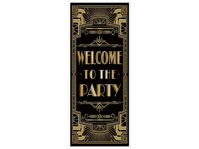 Roaring 20s Gatsby Theme Welcome to The Party Door Cover Art Deco Jazz Party 72x30inch Large Art Deco Jazz Party Banner, Vintage 1920s Jazz Party...