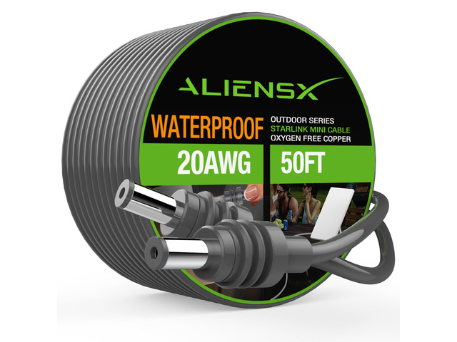 50FT/15M DC Power Cable for Starlink Mini/Starlink Mini X Extension Cord, Weatherproof Outdoor Power Supply for Camping RV Home, 20AWG Heavy Duty...