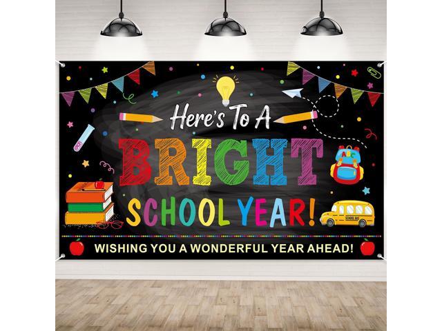 Back to School Backdrops,Here's to A Bright School Year Banner Sign Polyester Photography Background for First Day of School Classroom...